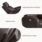 CHITA Genuine Leather Power Swivel Glider Recliner Chair for Adults, FSC Certified Electric Nursery Rocker Recliner Chair for Living Room, Dark Brown
