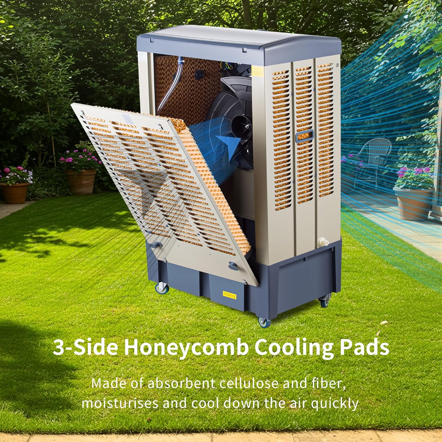 41-Inch Swamp Cooler, 4800CFM Industry Evaporative Cooler, 3 Speeds, 120° Swing, 10.9 Gal Water Tank, 3 Ice Packs,Outdoor Evaporative Air Cooler for Patio, Yard, Porch, Factory