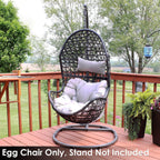 Sunnydaze Cordelia Egg Chair with Cushions -Resin Wicker Hanging Chair with 265-Pound Weight Capacity - Hanging Swing Includes Gray Polyester Cushion and Headrest