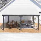 AECOJOY 16' x 12' Gazebo Outdoor Pergola for Patio  12x16 Large Wall-Mounted Hard Top Lean to Metal Gazebo Shelter Pergolas and Gazebos Clearance with Patio Roof  Heavy Duty Awnings for Decks