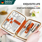 DEOU 13pcs Women Nail Grooming Kit Stainless Steel Professional Manicure Set Nail Care Tools with Luxurious Portable Travel Case Gift