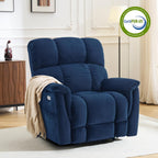 MCombo Large-Wide Dual Motor Power Lift Recliner Chair, Massage and Dual Heating for Elderly People, Infinite Position, Fabric R7166 (Navy Blue)