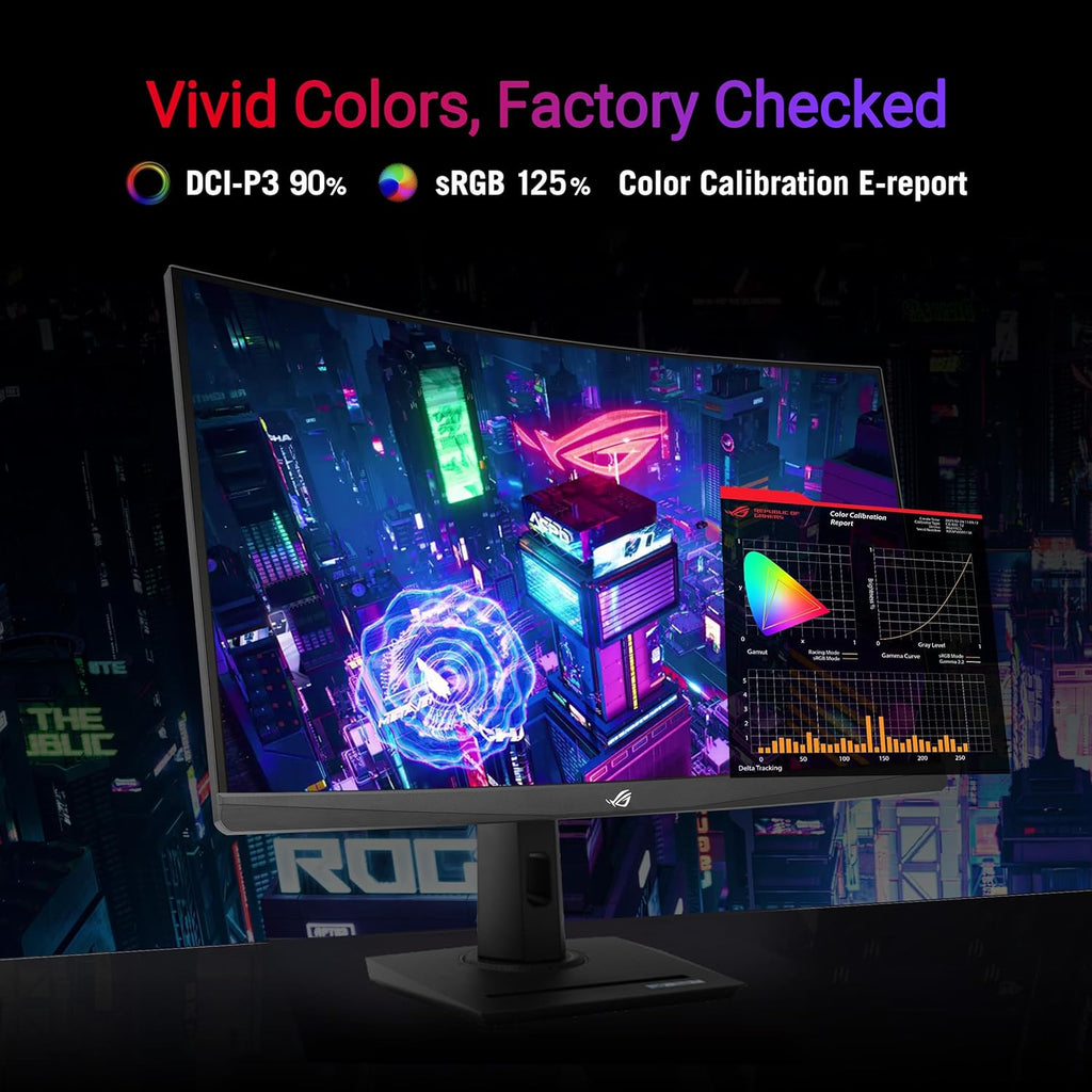 ASUS ROG Strix 32” 1440P USB-C Curved HDR Gaming Monitor (XG32WCS) - QHD  180Hz  1ms  Fast VA  Extreme Low Motion Blur Sync  FreeSync  DisplayWidget  Tripod Socket  AI Technology  3 yr Warranty