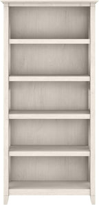 Bush Home Tall 5 Shelf Bookcase for Living Room or Home Office, Large Bookshelf, Modern Farmhouse Style, Key West Collection, Linen White Oak