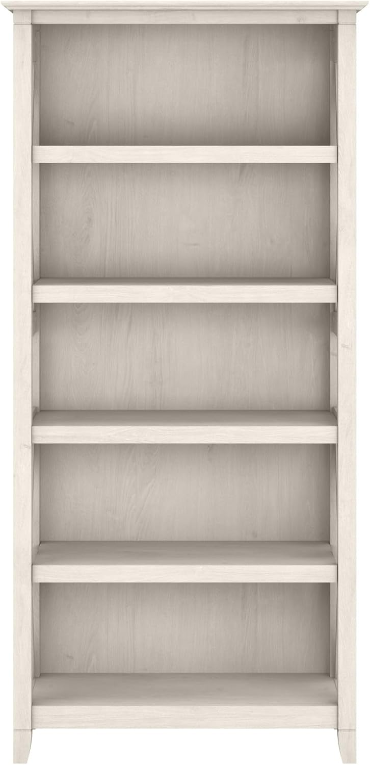 Bush Home Tall 5 Shelf Bookcase for Living Room or Home Office, Large Bookshelf, Modern Farmhouse Style, Key West Collection, Linen White Oak