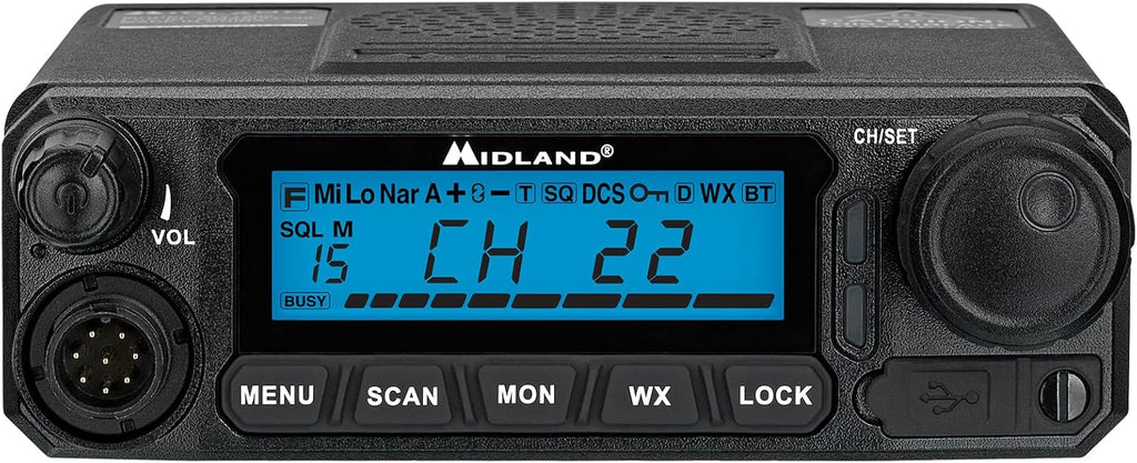 Midland MXT500 50-Watt GMRS Mobile Radio - for Farms  Ranches  Overlanding  Trails  and Off-Roading - 8 Repeater Channels  Compact Design  External Magnetic Mount  2.1dB Unity Gain Antenna