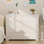 Gizoon 8 Drawer Dresser, 47" Wide White Dresser for Bedroom with Cut-Out Handles, Modern Wooden Chest of Drawers with Anti-Tip Kit, for Living Room, Hallway, Entryway, Home Office