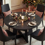 Round Dining Table for 4-6, 47" Kitchen Table for Dining Room, Modern Black Dining Table, Circle Kitchen Table for Living Room, Apartment
