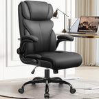 HeroSet Office Chair, Ergonomic Big and Tall Computer Desk Chairs, Executive Breathable Leather Chair with Adjustable Flip-up Armrests, Lumbar Support Swivel PC Chair with Rocking Function