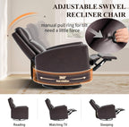 COLAMY Leather Recliner Chair for Adults, Swivel Rocker Recliner for Small Spaces, Wide Glider Rocking Nursery Chair with Ergonomic High Backrest, for Living Room, Office, Bedroom(Chocolate Brown
