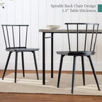 Best Choice Products 4-Piece Farmhouse Dining Table Set w/ 2 Black Spindle Chairs, Dining Bench, Kitchen Table, Windsor Chairs - Gray