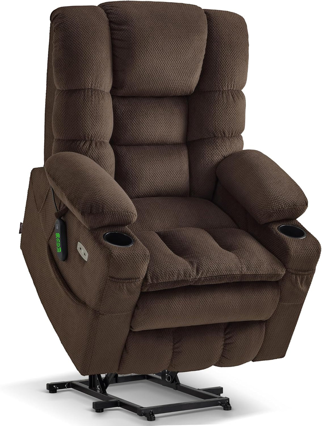 MCombo Large Triple Motor Power Lift Recliner Chair with Massage and Dual Heating, Adjustable Headrest for Tall Elderly People, Fabric 7634 (Coffee, Large)