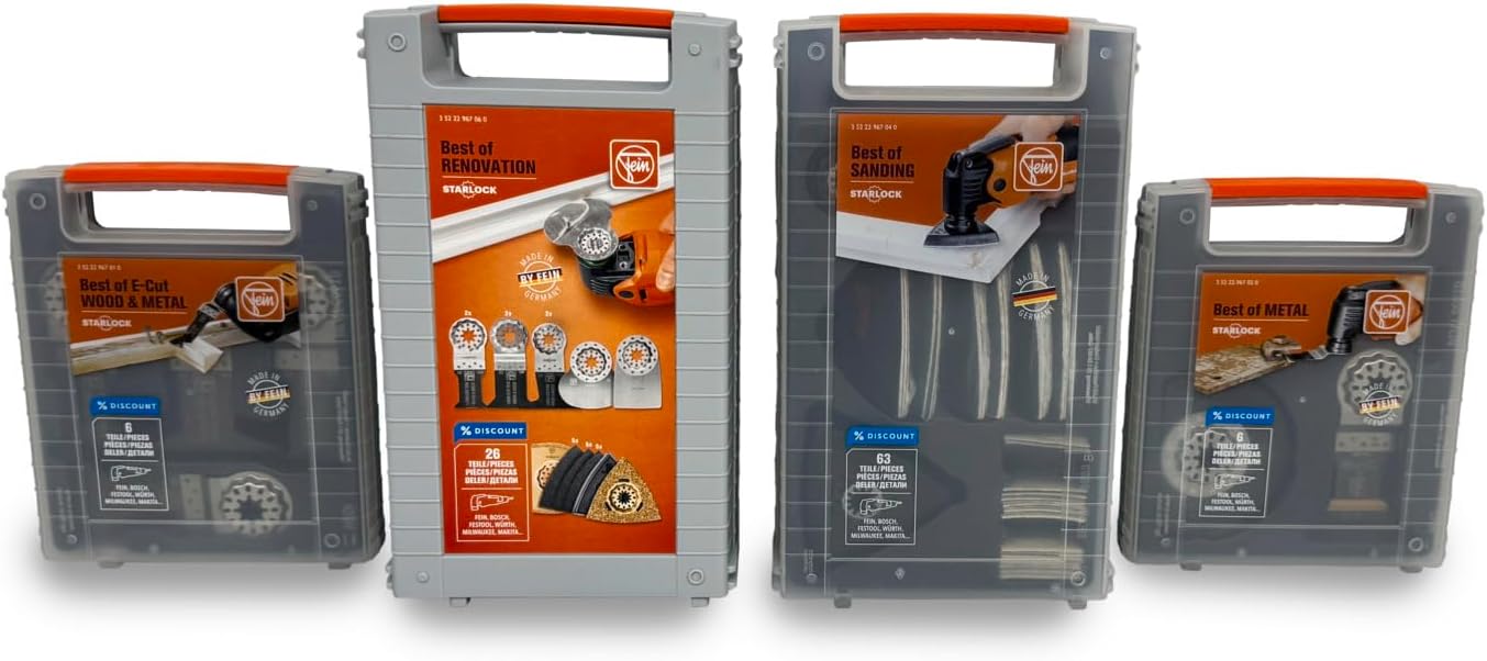Fein Best of Starlock Renovation Set - 26-Piece Kit for Cutting, Sanding and Scraping Tasks in Wood, Metal and Other Materials, Compatible with Multi-Tools - 35222967060