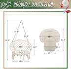 Hammock Chair with Cushion, Handmade Macrame Swing Chair with Hanging Hardware Kits, Bohemian Style Cotton Rope Hanging Chair for Bedroom Indoor Outdoor, Beige