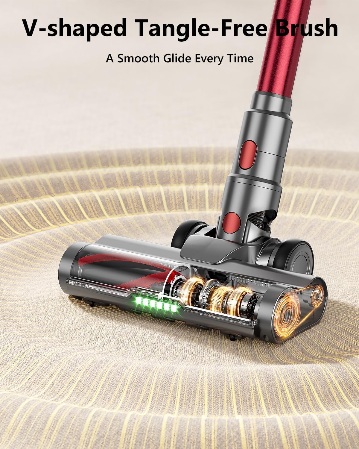 Cordless Vacuum Cleaner, 580W 50Kpa 65Mins Vacuum Cleaner for Home, Stand-Free Stick Vacuum, OLED Display, Auto Scrap Dust Tech, Lightweight, Anti-Tangle Vacuum Cordless for Woodfloor Carpet Pet Hair