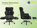 Big and Tall Office Chair with Adjustable Arms and Back, Ergonomic Office Chair with Footrest and Comfortable Fabric for Home Office, Bedroom  .Black