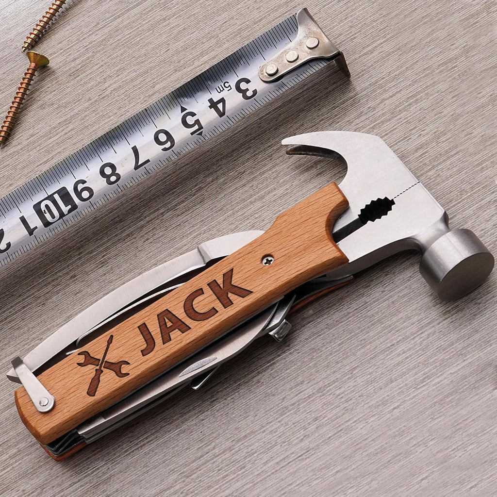 Personalized All in One Survival Tools Hammer Multitool Gifts for Men, Stocking Stuffers for Him, Gifts for Him Husband Dad Grandpa Son for Christmas, Tools For Dad, Mens Birthday