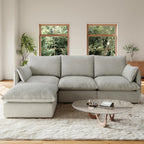 94.5" L Shape Cloud Modular Sectional,4 Seater Waterproof High Backrest Sectional Sofas,Down Filled Modular Couch with Removable Washable Cover for Living Room,Light Gray