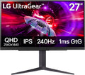 LG 27GR83Q-B 27-inch Ultragear QHD (2560x1440) IPS Gaming Monitor  240Hz  1ms  DisplayHDR 400  G-Sync AMD FreeSync Premium  HDMI 2.1 DisplayPort  4-Pole HP Out DTS GP:X  Tilt/Height/Pivot Stand  Black