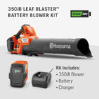 Husqvarna Leaf Blaster 350iB Battery Powered Cordless Leaf Blower  200-MPH 800-CFM Blower with Brushless Motor and Quiet Operation  40V Lithium-Ion 7.5 Ah Battery and Charger Included  970569904