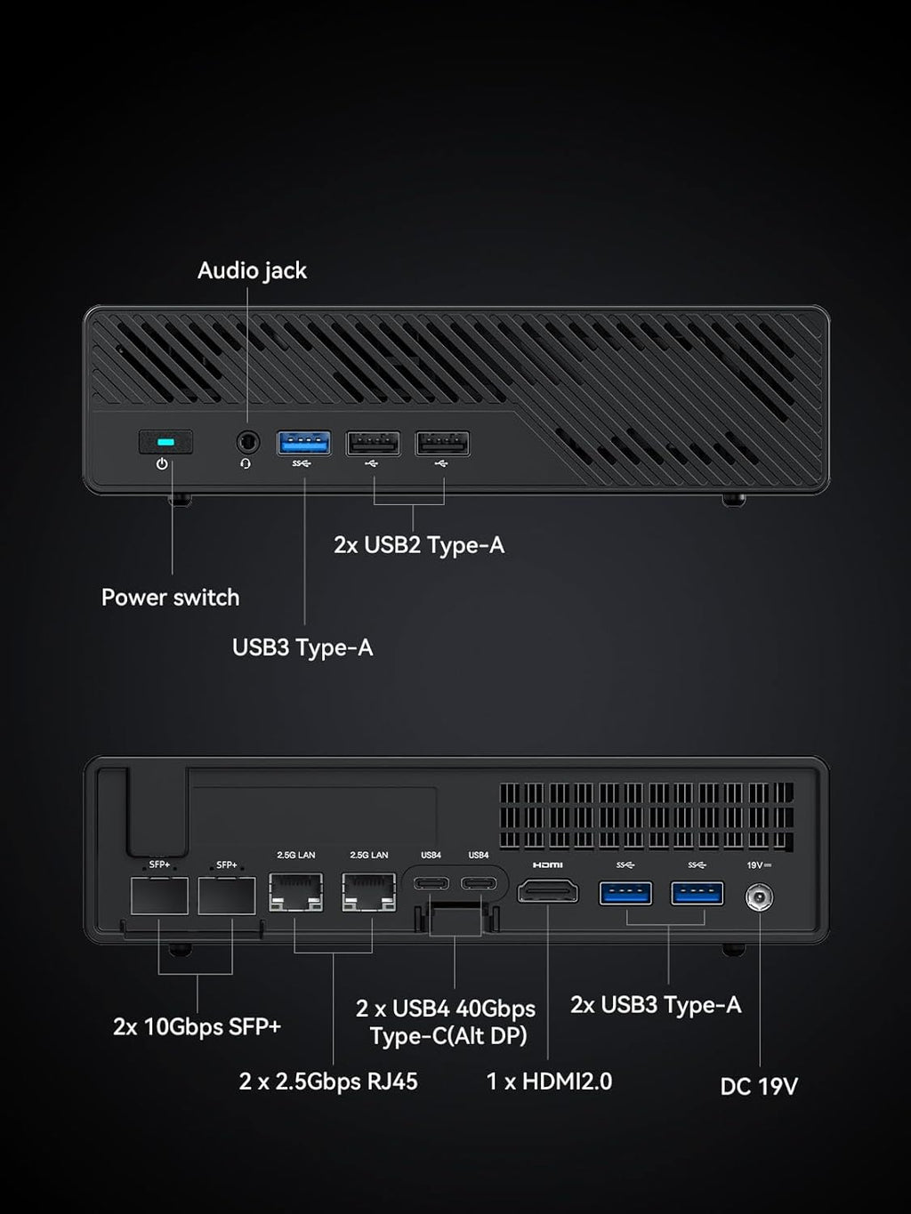MINISFORUM MS-01 Mini PC Barebone with Intel Core i9-12900H vPro Enterprise Support 2x10Gbps SFP+LAN/2x2.5G RJ45/2xUSB4/HDMI/16xPCIe 4.0/M.2 NVMe SSD/U.2 NVMe SSD Mini Computer(No OS/RAM/SSD)