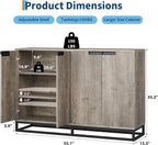 GAOMON 55" Buffet Cabinet, Large Sideboard Buffet Cabinet with Storage, Storage Cabinet with 4 Doors & Adjustable Shelves, Wood Coffee Bar for Living Room, Dining Room, Kitchen, Grey