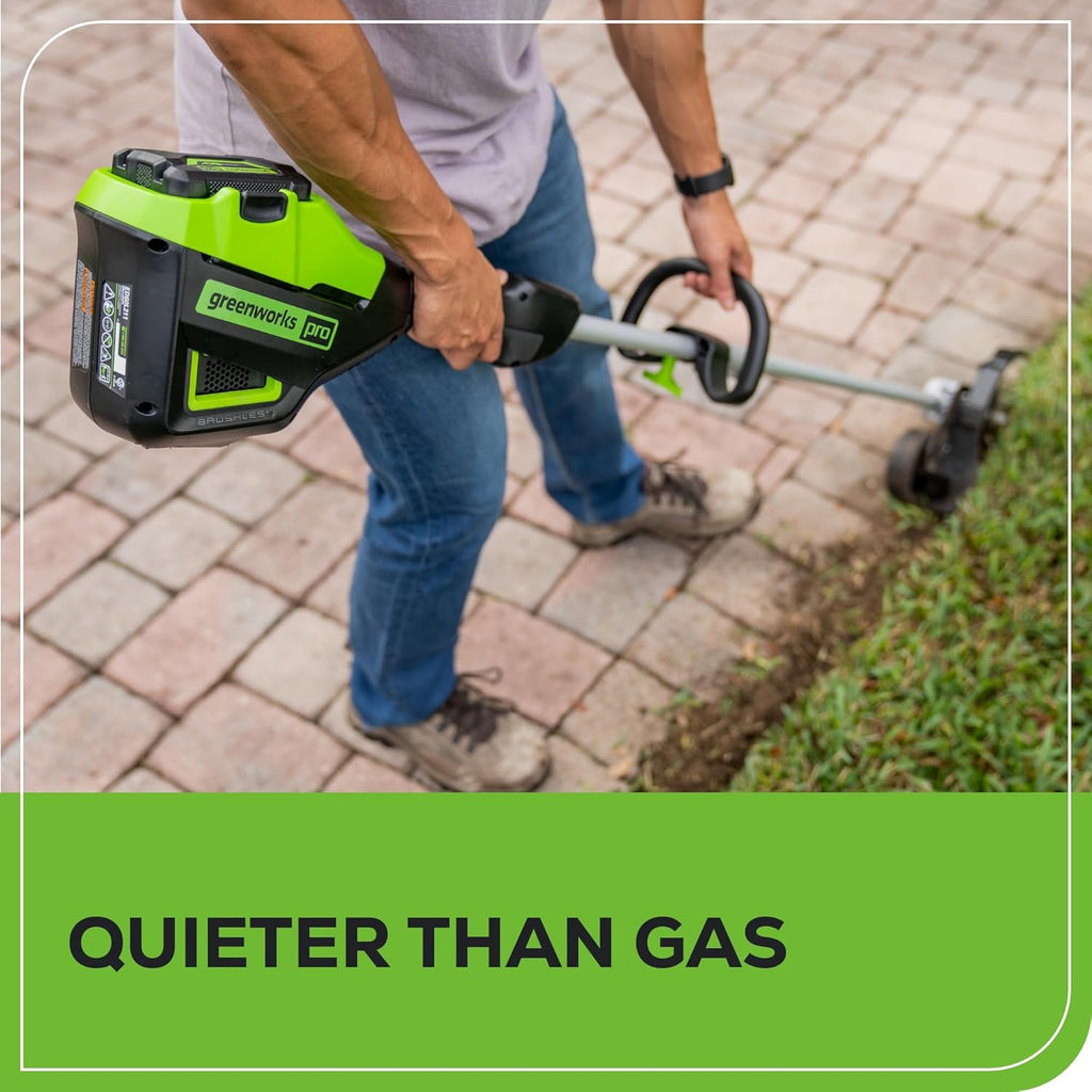Greenworks 60V 8" Brushless Cordless Edger with 2.0Ah Battery & Charger – Tool-Free Depth Adjustment  Lightweight Lawn Edging Tool  4-Year Warranty