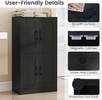 Giantex Bathroom Cabinet, 43.5” Storage Cabinet with Doors & Adjustable Shelves, Kitchen Pantry, Freestanding Storage Organizer for Living Room Dining Room (Black)