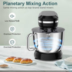 Electric Stand Mixer with 6.5QT Bowl with Handle, Kitchen Mixer with Tilting Head for Bread Dough and Cake with Dough Hook, Whisk, Splash Guard and Egg Separator (Black)