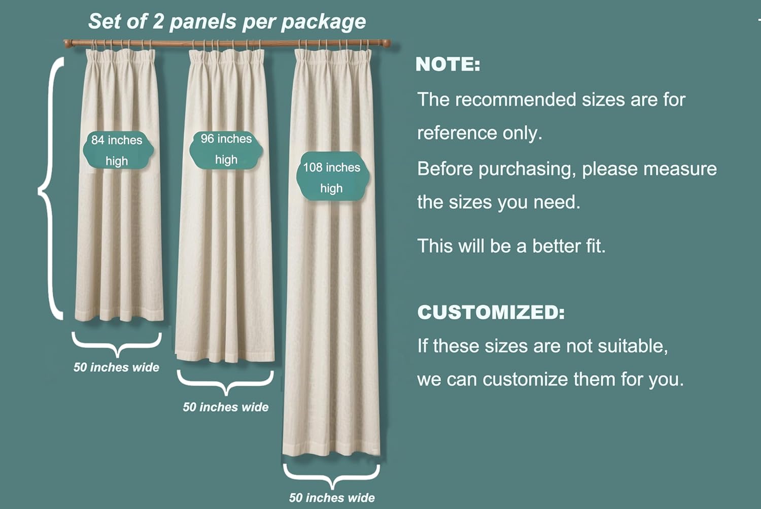 White Colour Linen Curtain Panels with Embroidered Trim Design, Pinch Pleat Curtains, Semi-Sheer Curtains for Sliding Patio Doors Bedroom (2 Panels) (50W x 108L)