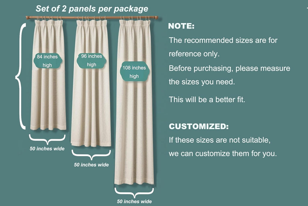 Ivory Cream Cotton Blend Curtain Panels with Trim Design, Pinch Pleat Curtains, Blackout Curtains for Sliding Patio Doors Bedroom (Set of 2) (52W x 96L)