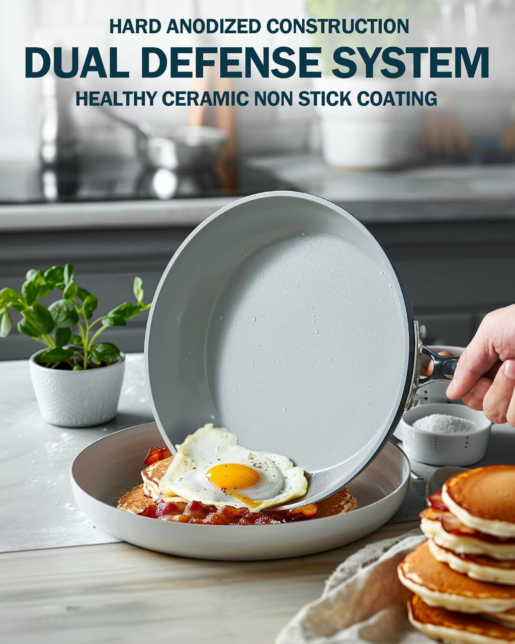 Cook N Home 10 Pcs Ceramic Pots and Pans Cookware Set, Non Stick & Non-Toxic Health Kitchen Cook Ware Sets, Blue