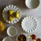 LEMIEUX ET CIE Dhalia 4-Piece Bowl Set Stoneware, Bowls, Dishwasher and Microwave Safe, Dish Set for 4, White