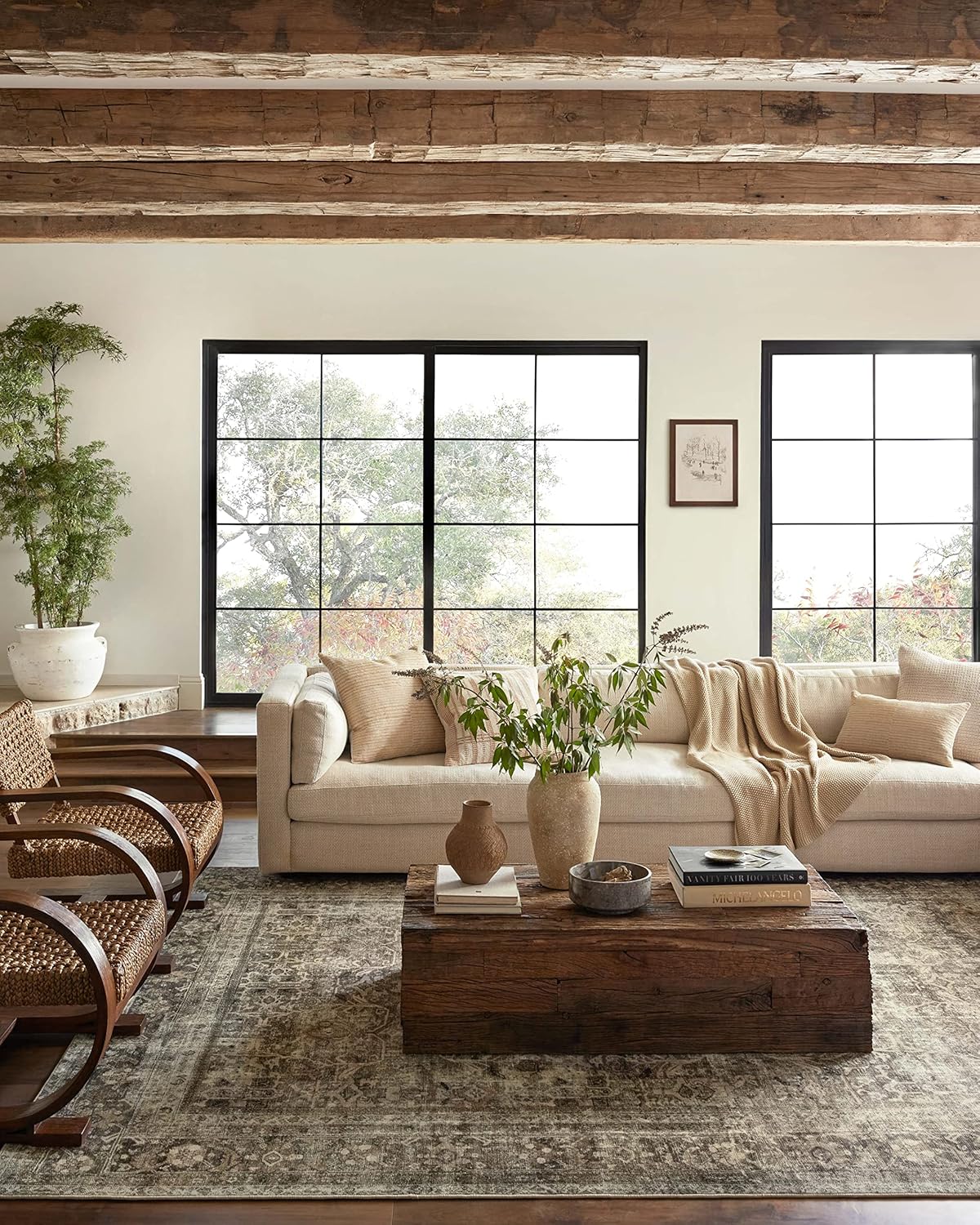 Loloi Magnolia Home by Joanna Gaines Sinclair Collection SIN-01 Pebble/Taupe 7'-6" x 9'-6", .25" Pile Height, Machine Washable, Area Rug