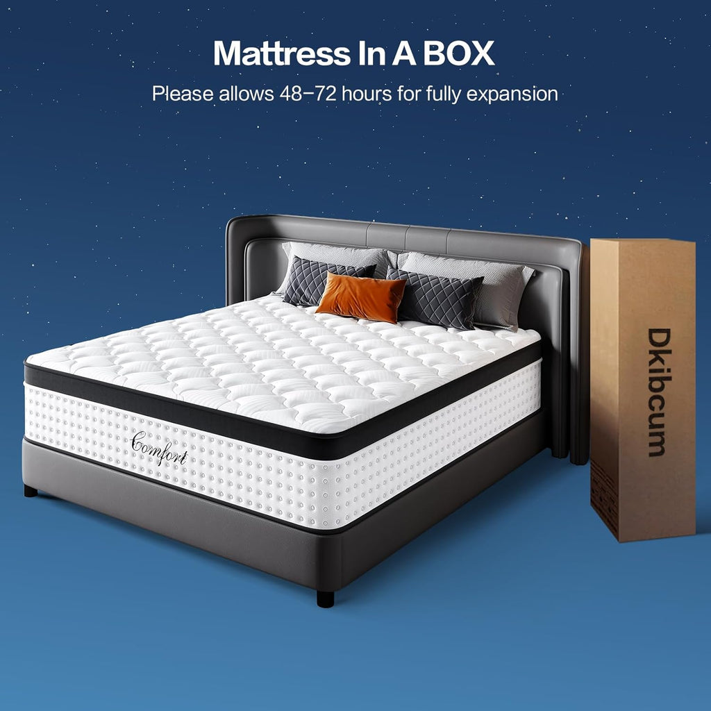 Full Size Mattress - 12 Inch Memory Foam Mattress in a Box, Breathable Fabric, Pocket Springs Hybrid Mattress for Motion Isolation Pressure Relief, CertiPUR-US, Medium Firm Full Mattresses