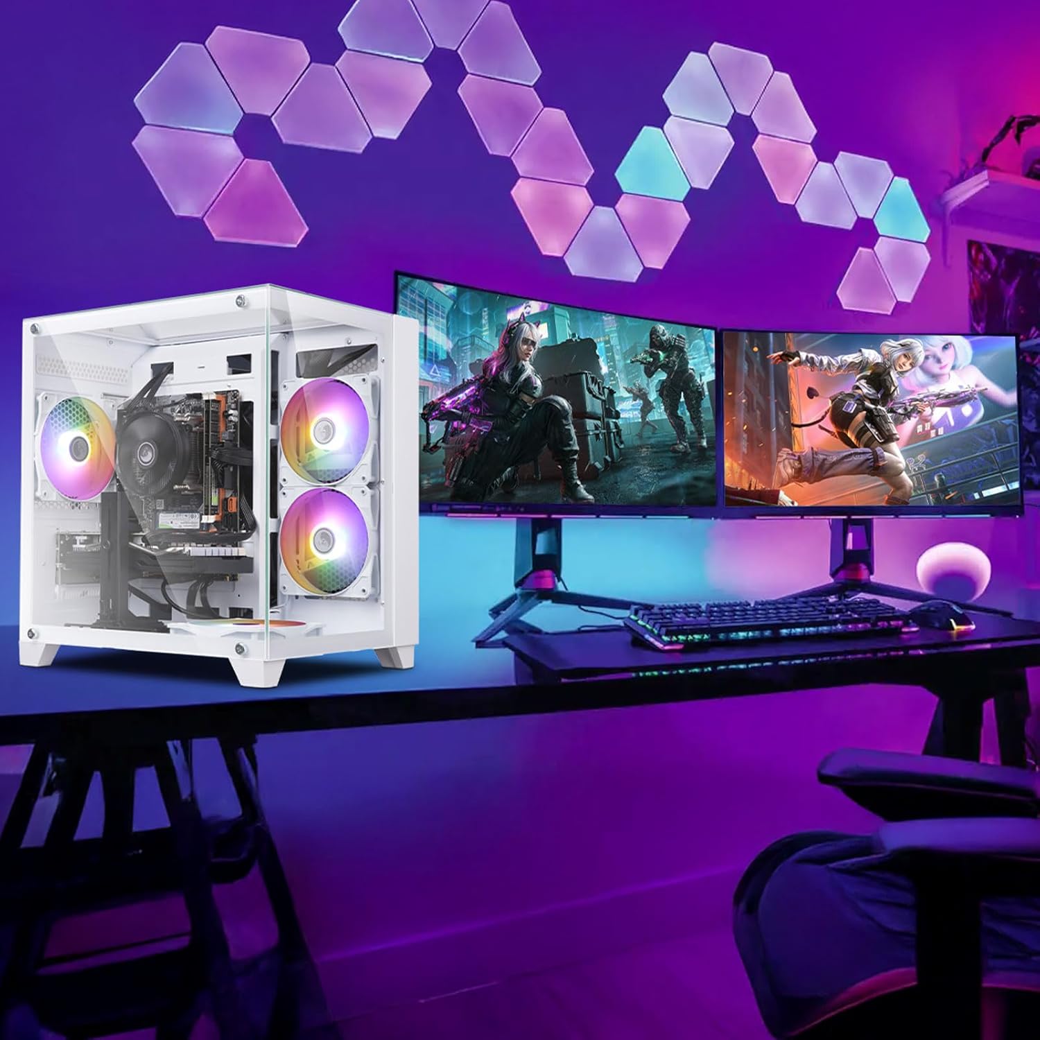 Prebuilt Gaming PC Desktop Computer Intel Core i7 Desktop Operating at A Frequency of 3.4-3.9 GHz RX590 Graphics Card with 8GB GDDR5 Video Memory 16GB RAM  512GB SSD WiFi 5.0 RGB Fan x4