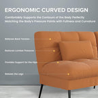COMHOMA Convertible Sofa Bed,68″Fabric Couch with Adjustable Backrest,Loveseat Recliner Sleeper Living Room Furniture futon Set,Orange