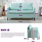 TYBOATLE 51" W Linen Fabric Upholstered Modern Loveseat Sofa Couch for Living Room, Love Seats 2-Seater Furniture w/Iron Legs for Compact Space, Apartment, Bedroom, Dorm, Office, Aqua Blue