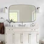 ANDY STAR Brushed Nickel Bathroom Mirror, 32x48 Oblong Mirror with Stainless Steel Metal Frame, Silver Oval Vanity Mirror for Over Sink, Modern Anti Rust Wall Mounted