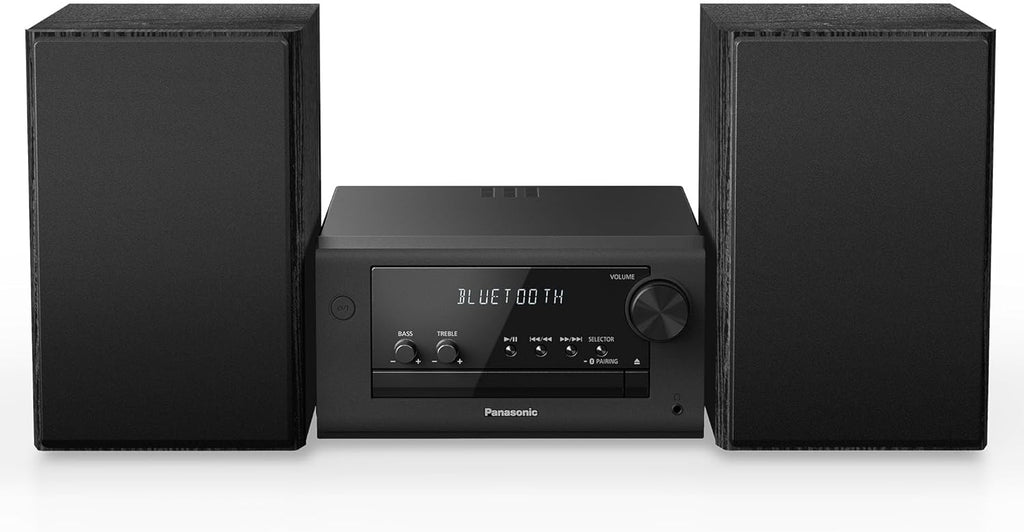 Panasonic Compact Stereo System with CD Player  Bluetooth  FM Radio and USB with Bass and Treble Control  80W Stereo System for Home with Remote Control - SC-PM700PP-K (Black)