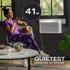 GE Profile ClearView Window Air Conditioner Unit, 8,300 BTU, U-Shaped Adjustable Depth, Energy Efficient Cooling up to 350 sq ft., Ultra Quiet, SMART Home Capable, Includes Remote, White