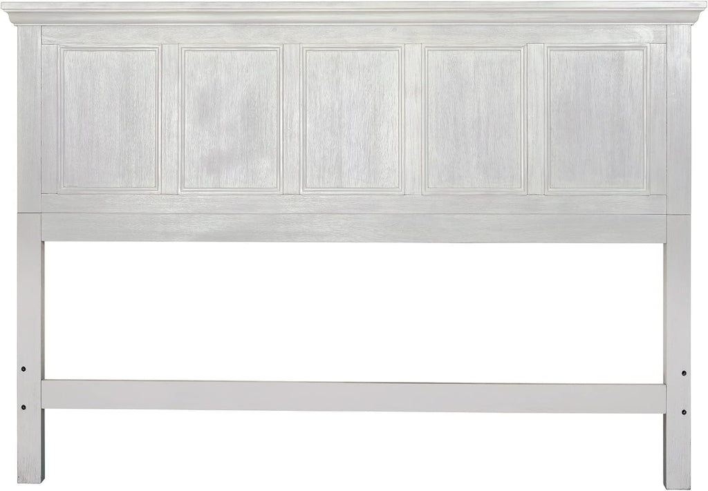OSP Home Furnishings Farmhouse Basics King Headboard Only, Rustic White Finish