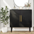 Vrullu Modern Storage Cabinet, Free Standing Buffet Cabinet, Black Sideboard and Buffet Storage, Wood Accent Furniture for Living Room, Hallway, Entryway, Dining Room (1, Black) | Modern, Sideboard, Buffet Storage, with Doors, Accent Cabinet, 1