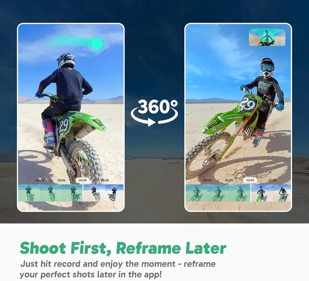 AKASO 360 Weatherproof 360° Action Camera - 5.7K 360 Video with 1/2" 48MP Sensors  72MP 360 Photo  360-SuperSmooth  Invisible Selfie Stick  360° Horizon Lock  AI Tracking Motorcycle Combo