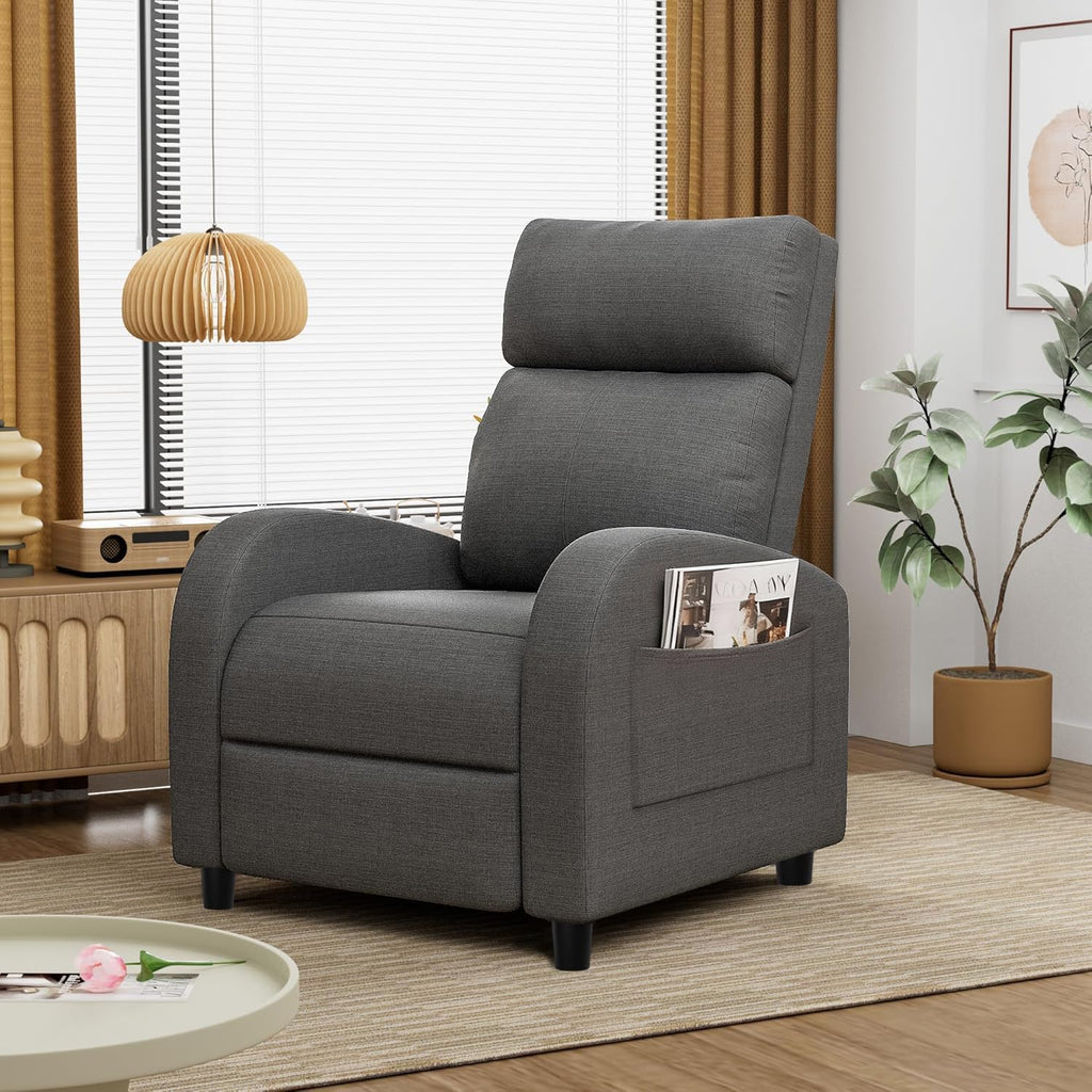 Homall Recliner Chair, Recliner Sofa for Adults, Recliners Home Theater Seating with Lumbar Support, Reclining Sofa Chair for Living Room (Fabric, Dark Grey)