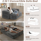 75'' Folding Sleeper Sofa Bed, Convertible Memory Foam Boneless Couch, Foldable Full Size Guest Bed, Modern 2-in-1 Futon Floor Sleeper Sofa with 4 Pillows and Blanket (Corduroy, Gray)