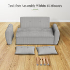 Vongrasig 48" Small Modern Loveseat Sofa, Mid Century Soft Corduroy Fabric 2-Seat Sofa Couch Tufted Love Seat with Back Cushions and Tapered Legs for Living Room, Bedroom and Small Space (Light Gray)
