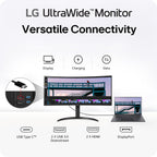 LG 34WR55QK-B 34-inch UltraWide WQHD (3440 x 1440) Curved Computer Monitor  100Hz  5ms  HDR10  Reader Mode  HDMI  DisplayPort  USB Type-C  Tilt/Height Adjustable Stand  Black