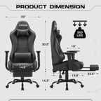 Homall Gaming Chairs, Computer Chair with Footrest and Massage Lumbar Support, Height Adjustable Game Chair with Headrest and Swivel Seat (Black)