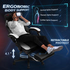 DL-win Video Gaming Chair for Adults, Computer Chair with Footrest and Ergonomic High Back, Big and Tall Gamer Chair with Massage Lumbar Support, 360° Swivel Height Adjustable Computer Chair, White